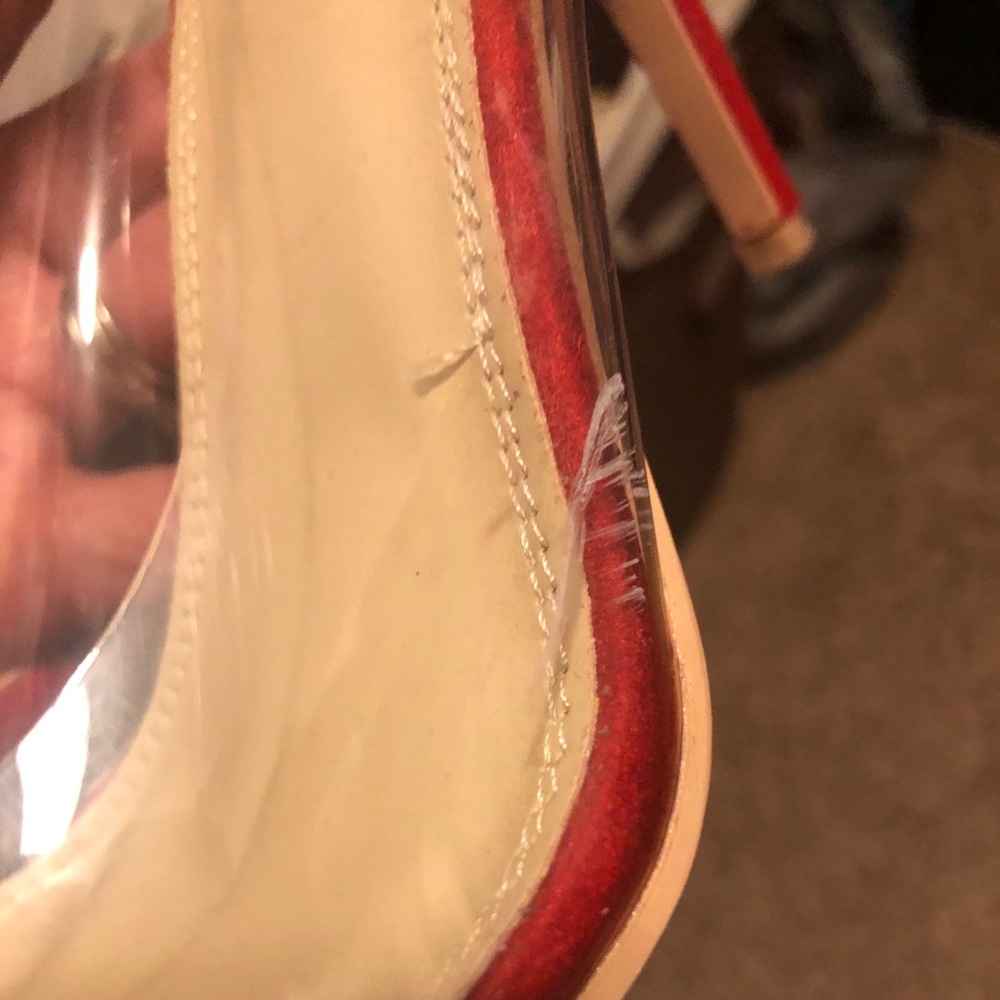 Red pump with scuff